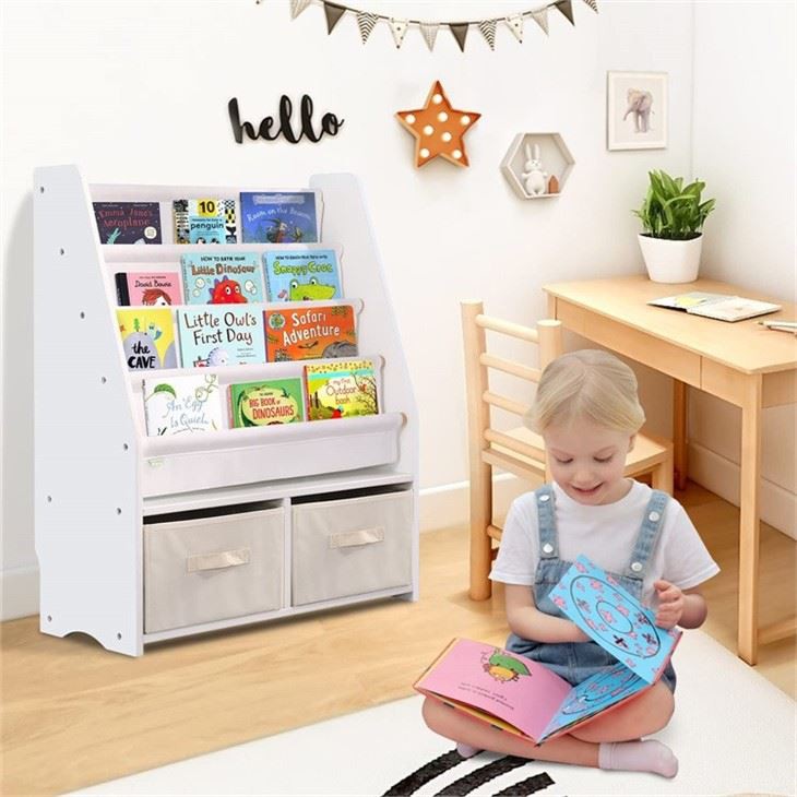 Canvas Wooden kids  bookshelf (3)